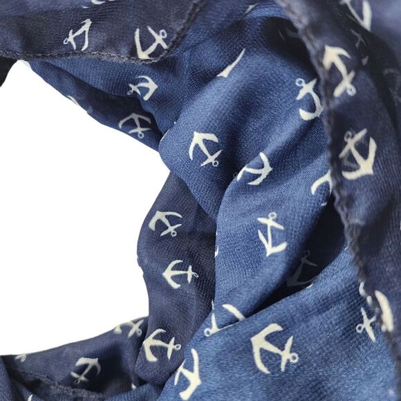 Ella Jonte  Blue White  Anchor  Infinity Scarf - Picture 2 of 5